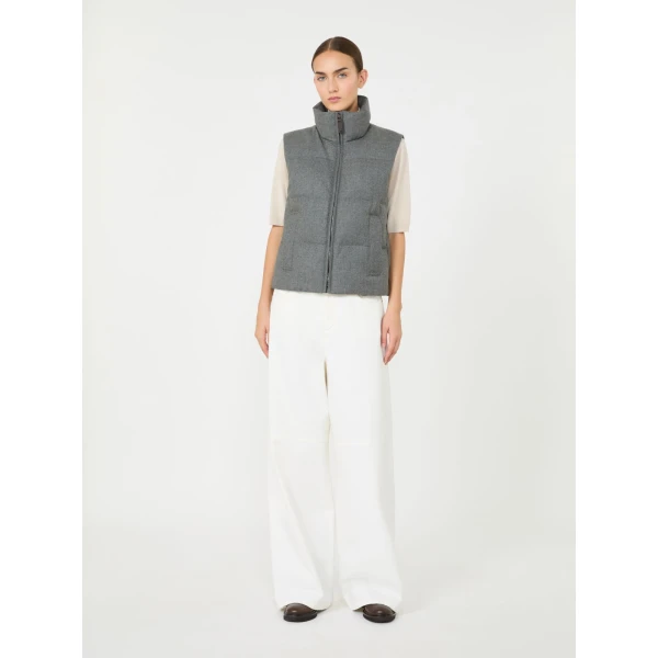 Max Mara Milord Padded Cashmere Blend Gilet in Medium Grey | Vests | Luxury Shoes 