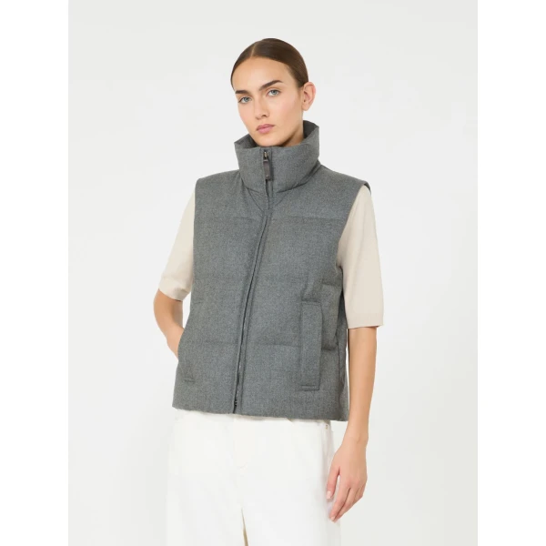 Max Mara Milord Padded Cashmere Blend Gilet in Medium Grey | Vests | Luxury Shoes 