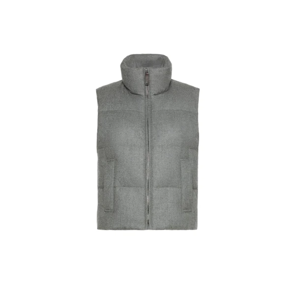 Max Mara Milord Padded Cashmere Blend Gilet in Medium Grey | Vests | Luxury Shoes 