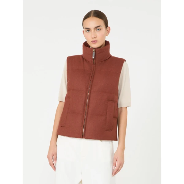 Max Mara Milord Padded Cashmere Blend Gilet in Rust | Vests | Luxury Shoes 