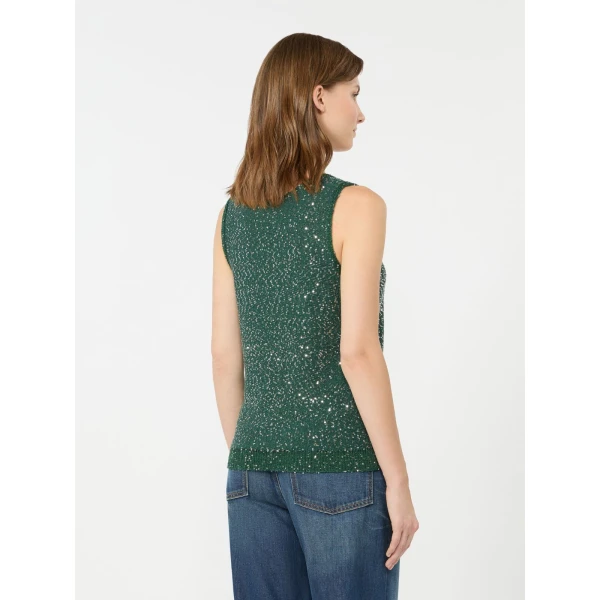 Max Mara Milord Sleeveless Sequin Jumper in Green | Sweaters | Luxury Shoes 