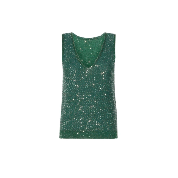 Max Mara Milord Sleeveless Sequin Jumper in Green | Sweaters | Luxury Shoes 