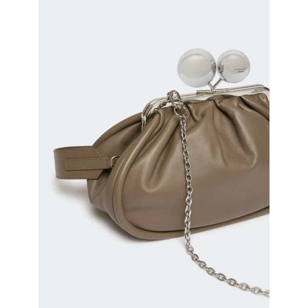 Max Mara Milvanew Medium Nappa Pasticcino Bag in Mud | Clutch Bags | Luxury Shoes 