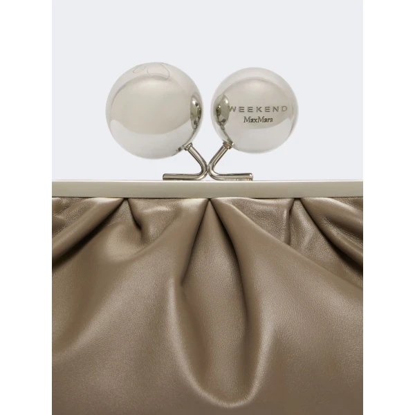 Max Mara Milvanew Medium Nappa Pasticcino Bag in Mud | Clutch Bags | Luxury Shoes 