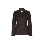 Max Mara Mirra Double-Breasted Wool Flannel Jacket in Dark Brown | Blazers | Luxury Shoes 