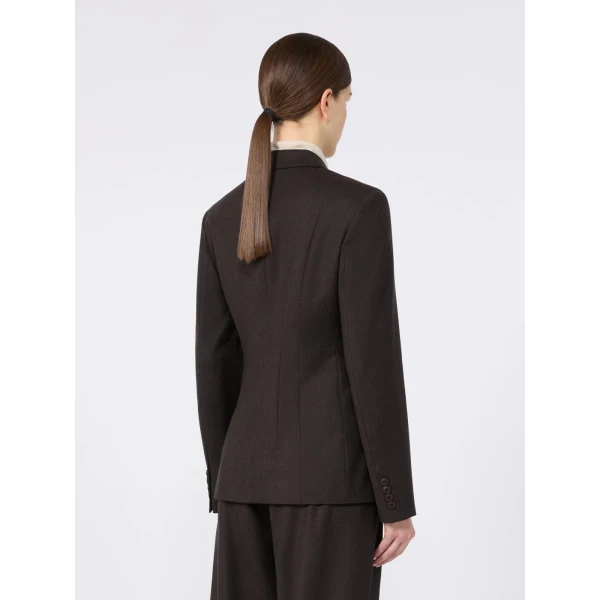 Max Mara Mirra Double-Breasted Wool Flannel Jacket in Dark Brown | Blazers | Luxury Shoes 