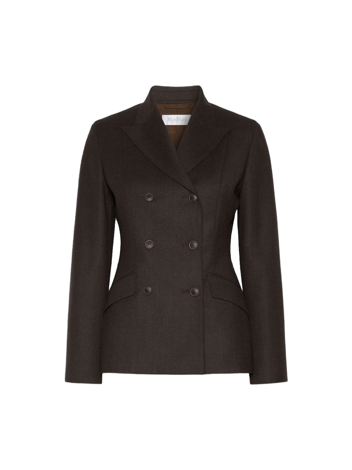 Max Mara Mirra Double-Breasted Wool Flannel Jacket in Dark Brown Max Mara Mirra Double-Breasted Wool Flannel Jacket in Dark Brown | Blazers | Luxury Shoes
