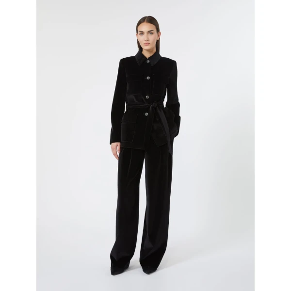 Max Mara Mister Cotton Velvet Trousers in Black | Tailored pants | Luxury Shoes 