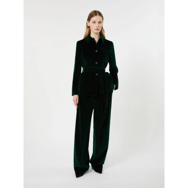 Max Mara Mister Cotton Velvet Trousers in Green | Tailored pants | Luxury Shoes 