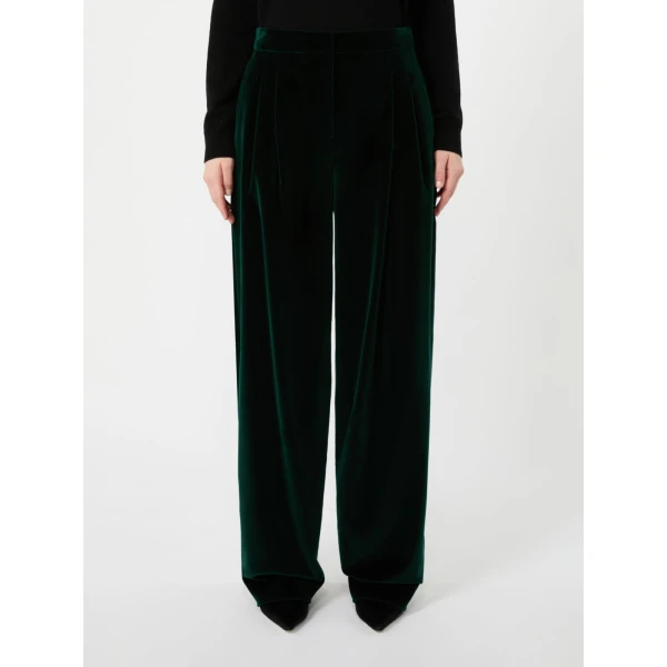 Max Mara Mister Cotton Velvet Trousers in Green | Tailored pants | Luxury Shoes 
