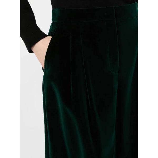 Max Mara Mister Cotton Velvet Trousers in Green | Tailored pants | Luxury Shoes 