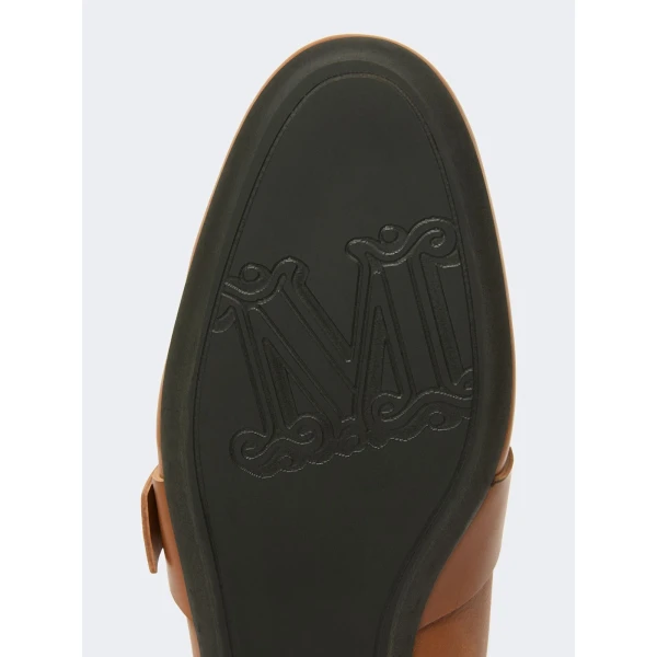 Max Mara Mister Fringed Leather Loafers in Amber Brown | Loafers | Luxury Shoes 