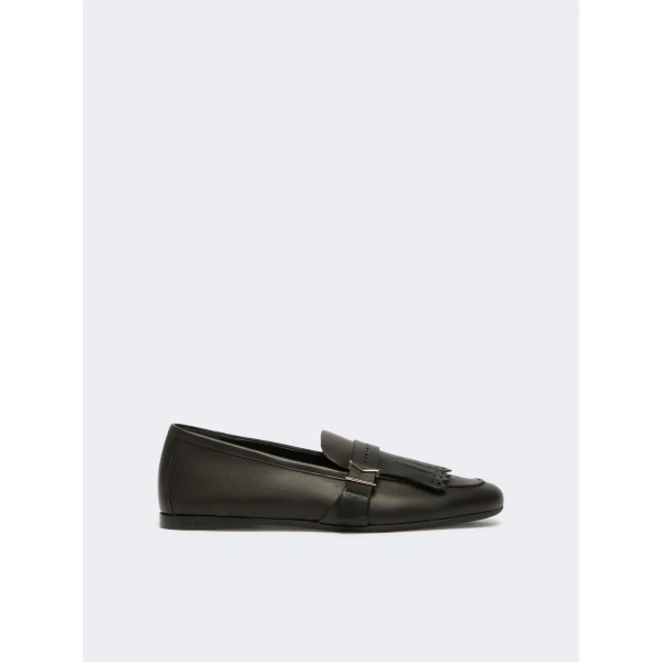Max Mara Mister Fringed Leather Loafers in Black | Loafers | Luxury Shoes 