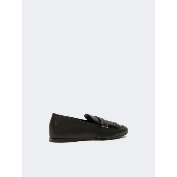 Max Mara Mister Fringed Leather Loafers in Black | Loafers | Luxury Shoes 
