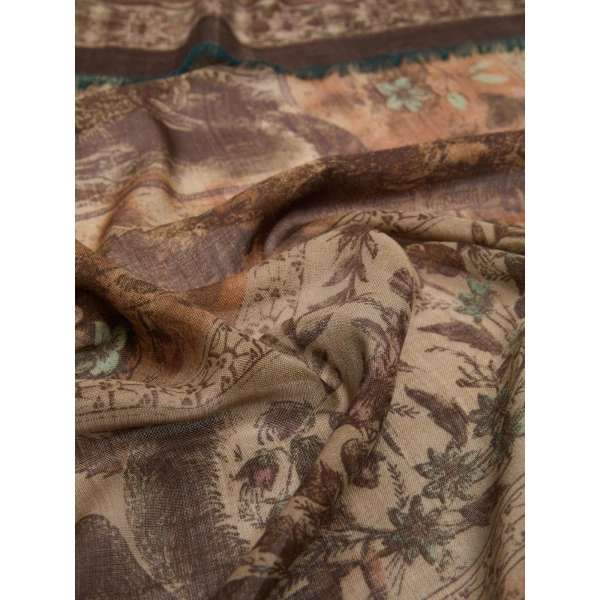 Max Mara Moneta Printed Wool and Silk Shawl in Pale Yellow | Scarves | Luxury Shoes 