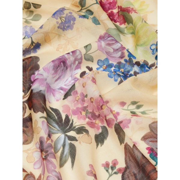 Max Mara Moneta Wool and Silk Square Shawl in Beige | Scarves | Luxury Shoes 