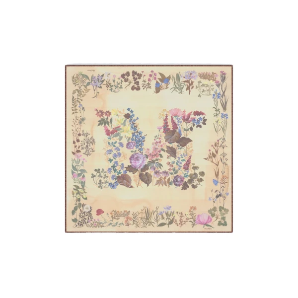 Moneta Wool and Silk Square Shawl in Beige