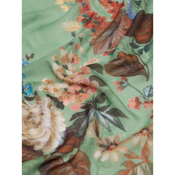 Max Mara Moneta Wool and Silk Square Shawl in Green | Scarves | Luxury Shoes 