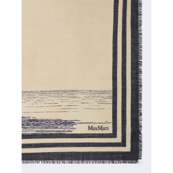 Max Mara Moneta Wool and Silk Square Shawl in Natural | Scarves | Luxury Shoes 