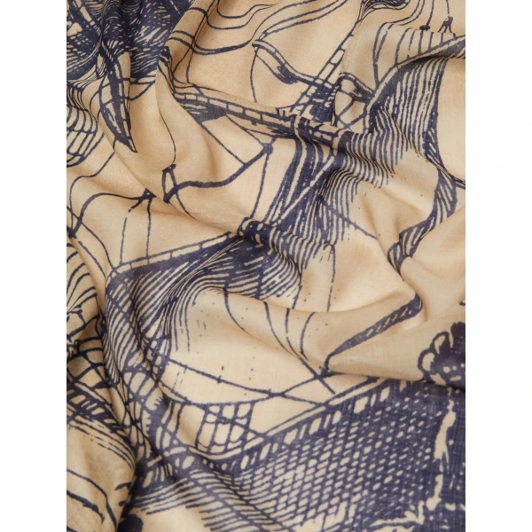 Max Mara Moneta Wool and Silk Square Shawl in Natural | Scarves | Luxury Shoes 