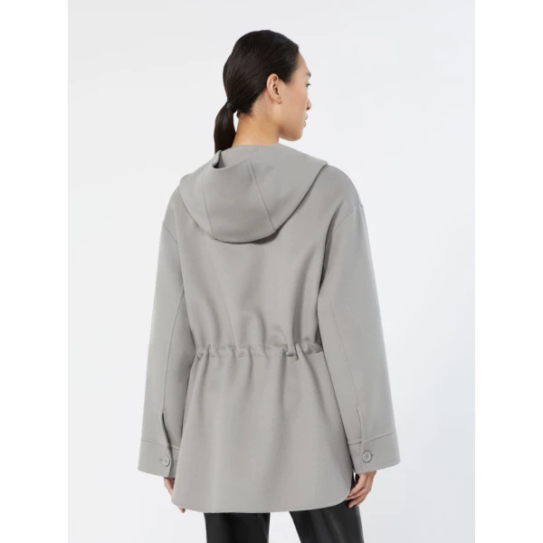 Max Mara Monia Short Hooded Wool Coat in Pearl Grey | Wool Coat | Luxury Shoes 