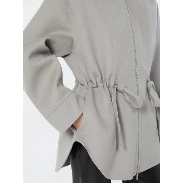 Max Mara Monia Short Hooded Wool Coat in Pearl Grey | Wool Coat | Luxury Shoes 