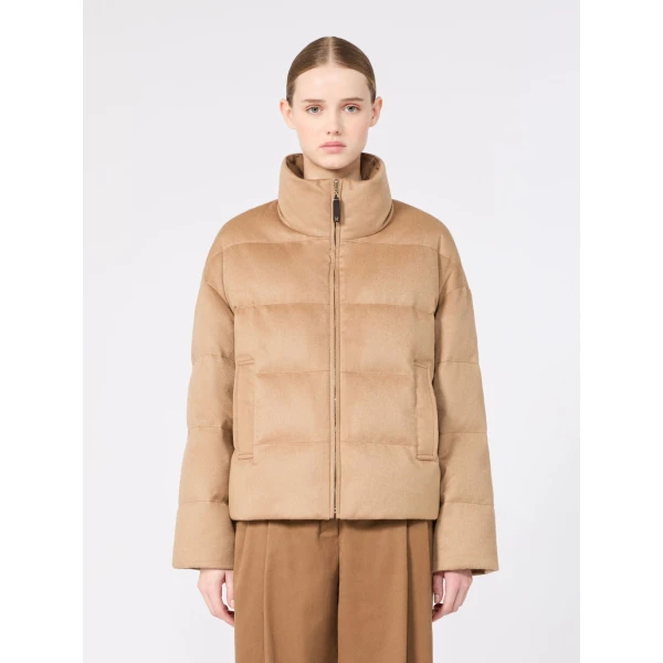 Max Mara Mora Reversible Camel Drap Puffer Jacket in Beige | Jackets | Luxury Shoes 