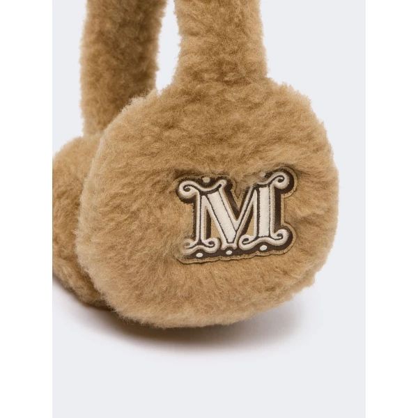 Max Mara Muffy Teddy Fabric Earmuffs in Camel | Hats | Luxury Shoes 