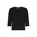 Max Mara Multia Stretch Cotton Boat-Neck T-Shirt in Black | T-shirts | Luxury Shoes 