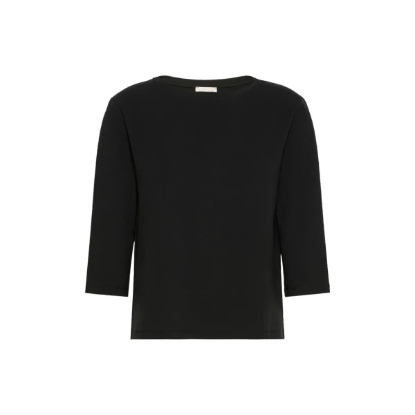 Max Mara Multia Stretch Cotton Boat-Neck T-Shirt in Black | T-shirts | Luxury Shoes 