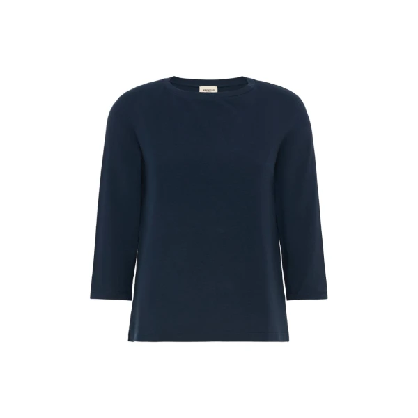 Max Mara Multia Stretch Cotton Boat-Neck T-Shirt in Navy | T-shirts | Luxury Shoes 