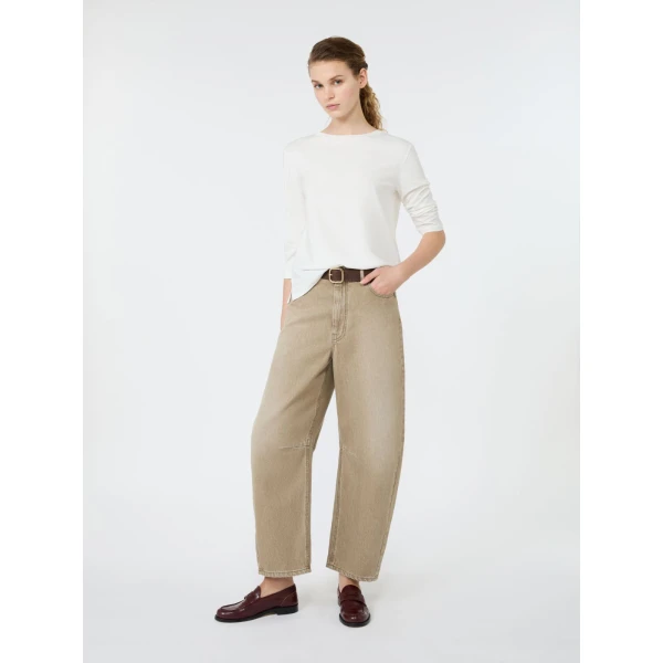 Max Mara Multia Stretch Cotton Boat-Neck T-Shirt in White | T-shirts | Luxury Shoes 