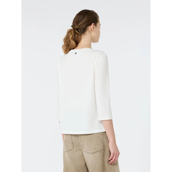 Max Mara Multia Stretch Cotton Boat-Neck T-Shirt in White | T-shirts | Luxury Shoes 