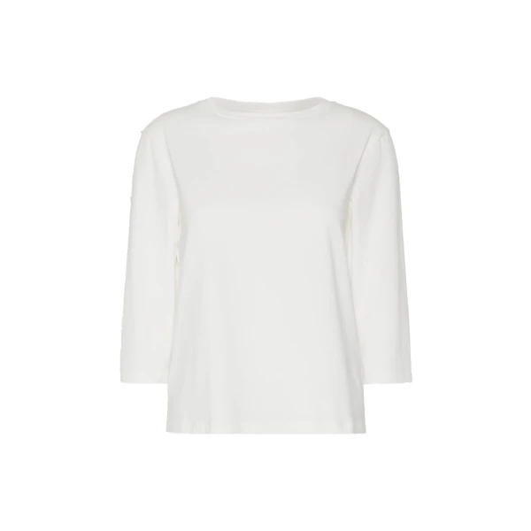 Max Mara Multia Stretch Cotton Boat-Neck T-Shirt in White | T-shirts | Luxury Shoes 