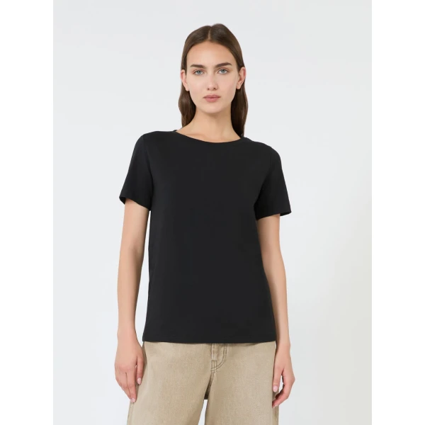 Max Mara Multib Stretch Jersey Basic T-Shirt in Black | T-shirts | Luxury Shoes 