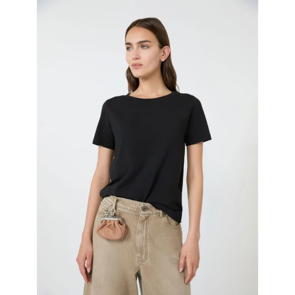 Max Mara Multib Stretch Jersey Basic T-Shirt in Black | T-shirts | Luxury Shoes 