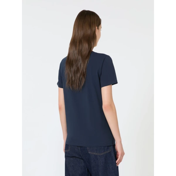 Max Mara Multib Stretch Jersey Basic T-Shirt in Navy | T-shirts | Luxury Shoes 