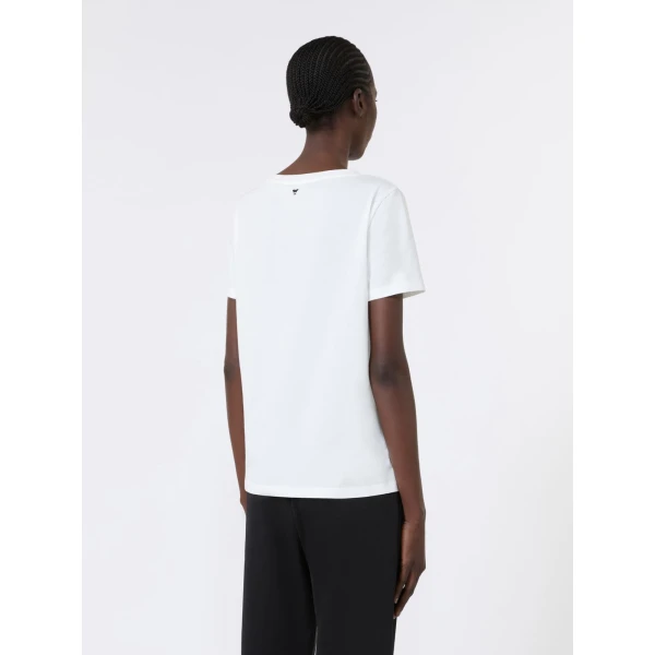Max Mara Multib Stretch Jersey Basic T-Shirt in White | T-shirts | Luxury Shoes 