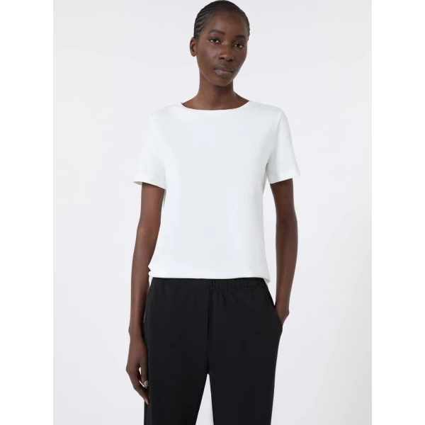 Max Mara Multib Stretch Jersey Basic T-Shirt in White | T-shirts | Luxury Shoes 