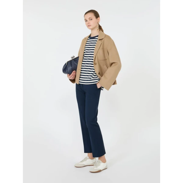 Max Mara Multid Jersey Boxy T-Shirt in Navy | T-shirts | Luxury Shoes 