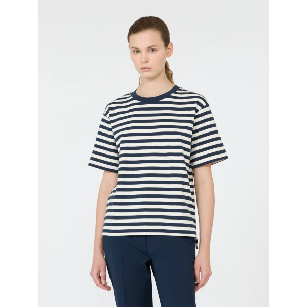 Max Mara Multid Jersey Boxy T-Shirt in Navy | T-shirts | Luxury Shoes 