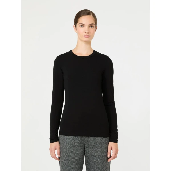 Max Mara Multie Stretch Viscose Jersey T-Shirt in Black | T-shirts | Luxury Shoes 