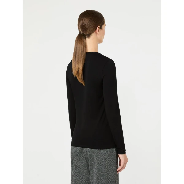 Max Mara Multie Stretch Viscose Jersey T-Shirt in Black | T-shirts | Luxury Shoes 