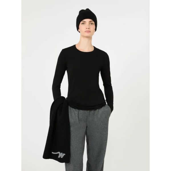 Max Mara Multie Stretch Viscose Jersey T-Shirt in Black | T-shirts | Luxury Shoes 