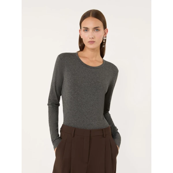 Max Mara Multie Stretch Viscose Jersey T-Shirt in Dark Grey | T-shirts | Luxury Shoes 
