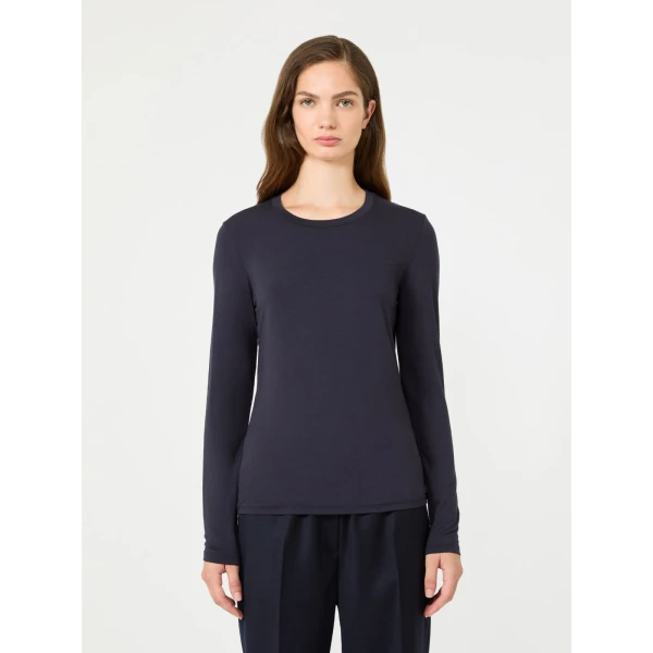 Max Mara Multie Stretch Viscose Jersey T-Shirt in Navy | T-shirts | Luxury Shoes 