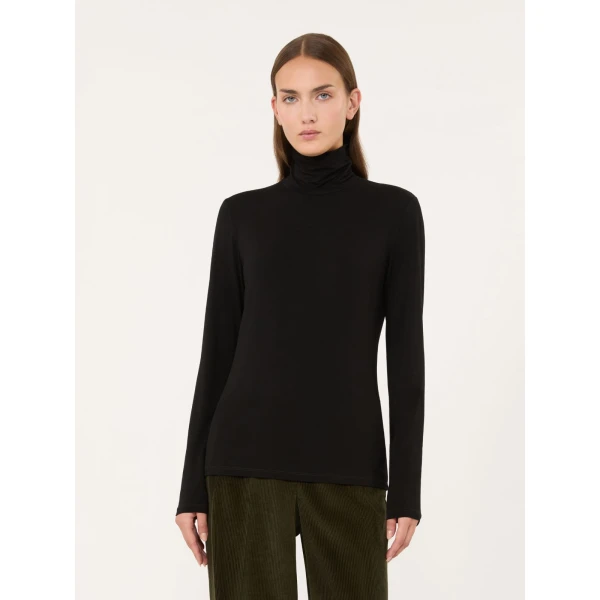 Max Mara Multif Stretch Viscose Jersey Turtleneck Top in Black | Tops | Luxury Shoes 