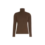 Max Mara Multif Stretch Viscose Jersey Turtleneck Top in Dark Brown | Tops | Luxury Shoes 