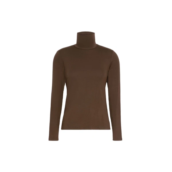 Max Mara Multif Stretch Viscose Jersey Turtleneck Top in Dark Brown | Tops | Luxury Shoes 