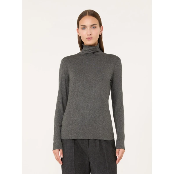 Max Mara Multif Stretch Viscose Jersey Turtleneck Top in Dark Grey | Tops | Luxury Shoes 
